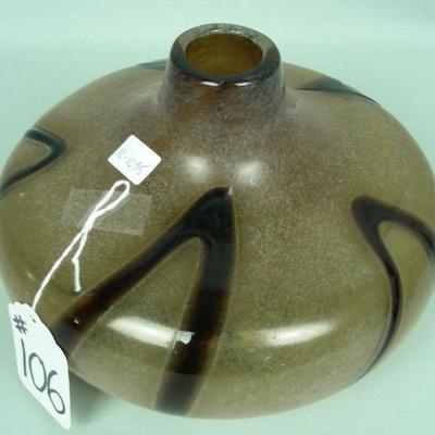 Murano tan vase with chocolate drizzle