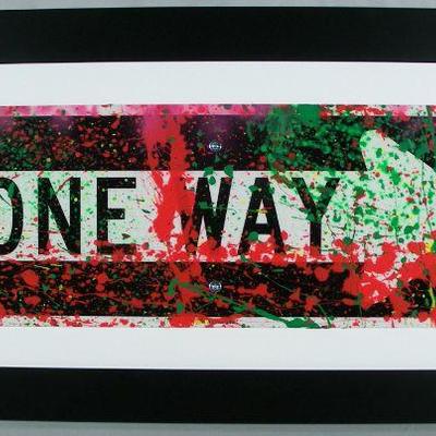 E.M. Zax (American) painted metal "One Way" sign