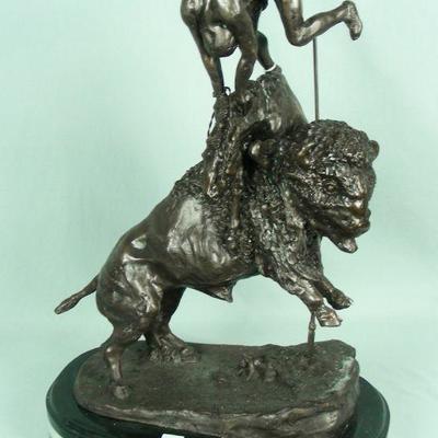 Bronze sculpture "Buffalo Horse" after Frederic Remington