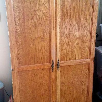 Oak computer cabinet, desk, sewing cabinet, craft cabinet. Or, storage cabinet.