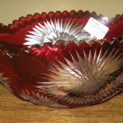 ruby to clear cut crystal bowl