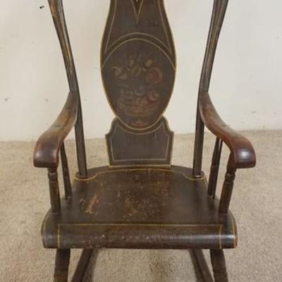 1020	ANTIQUE PAINT DECORATED BALLOON BACK ROCKER
