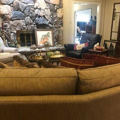 Sofa, Black Leather Chair, Artwork