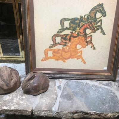 Vintage Jumping Horses Rubbings, Two Stoned Bunnies