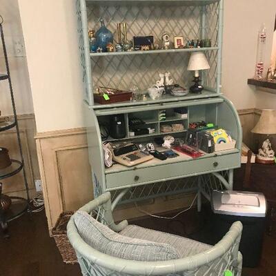 Vintage Bamboo Secretary and Side Chair
