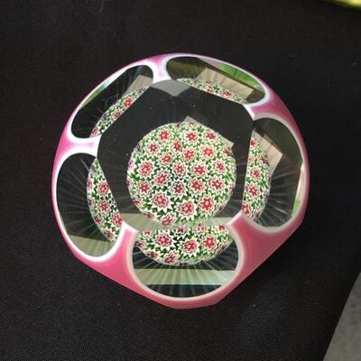 Saint Louis Encased Overlay Glass Paperweight 