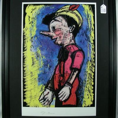 Jim Dine-Rare Limited Edition Screenprint & Woodblock technique in color "The Lincoln Center Pinocchio"