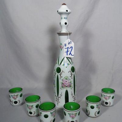 Hand painted bohemian decanter set