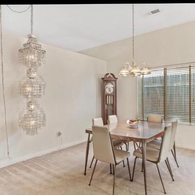 Capiz hanging lamp and table MCM