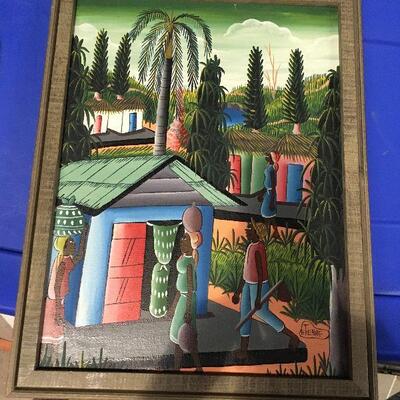 https://www.ebay.com/itm/114448973796	LAR0052 Carrabin Village Oil on Canvas E Tienne Framed Pickup Only ( 14" L X 17.75" H)...