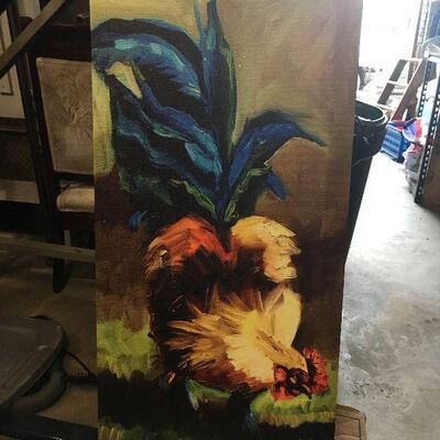 LAR0021	https://www.ebay.com/itm/114447508828	LAR0021 Rooster with Blue tail in Grass Diane Whitehead Giclee on Canvas  (14" X...