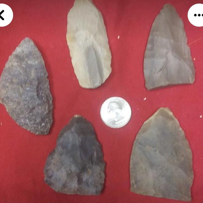 LAR9006 Antique American Indian Spearheads and Scrapper $15 each and up
