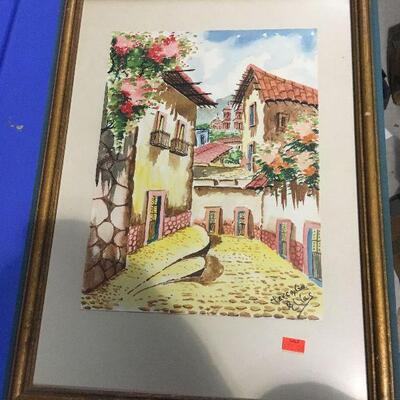 https://www.ebay.com/itm/124368344333	LAR0045 Carrabin Village Watercolor Framed Elias Pickup Only ( 14.5" L X 19.75" H)		Auction
