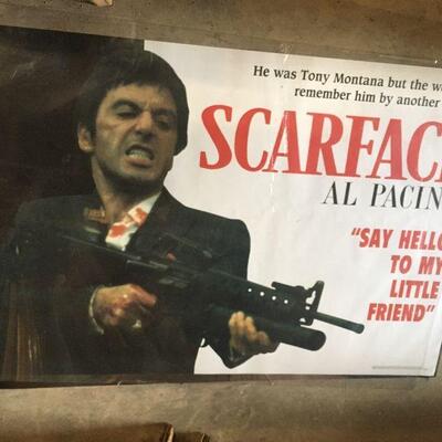LAR0028 Tony Montana As Scarface Al Pacino "Say hello to my Little Friend" Post 1004 Pickup Only ( 35" L X 22.5" H)...