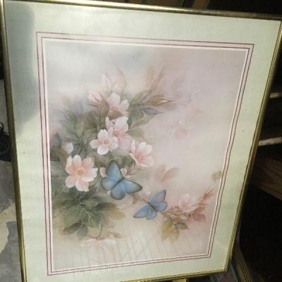 https://www.ebay.com/itm/124368336750	LAR0040 Blue Butterflies and Pink Flowers Framed Print Pickup Only ( 20.5" L X 16.5" H)...