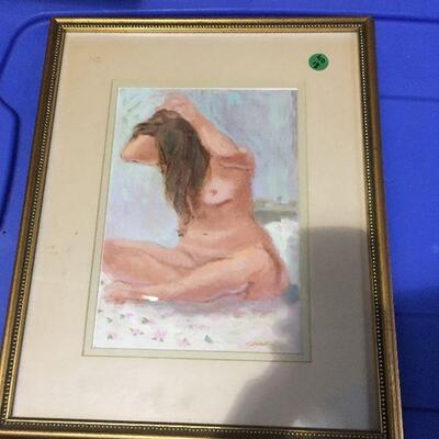 https://www.ebay.com/itm/124368519123	LAR0058 Cane - Nude Watercolor Framed Art Pickup Only ( 13.25" L X 16.25" H) Plump Woman...