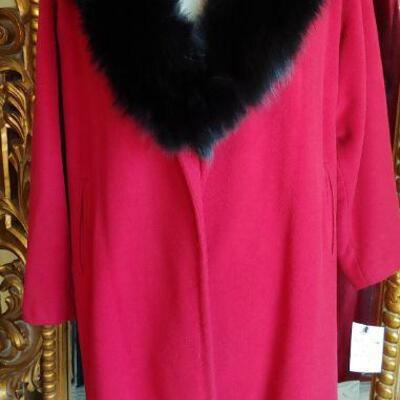 50s Cherry Red Swing with Fox Collar