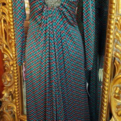 70's plaid maxi dress