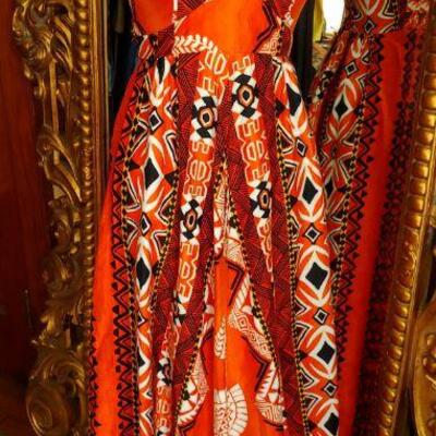 70s Hawaiian Tiki Halter Dress