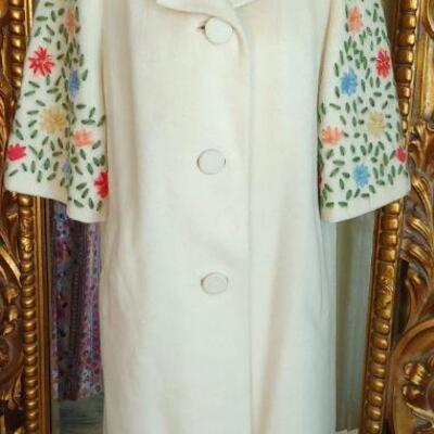 50's embroidered wool coat 