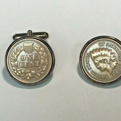 https://www.ebay.com/itm/114484040595	WL173 STERLING SILVER INDIAN HEAD PENNY CUFFLINKS 1 NEEDS REPAIR		 Buy-it-Now 	 $20.00 
