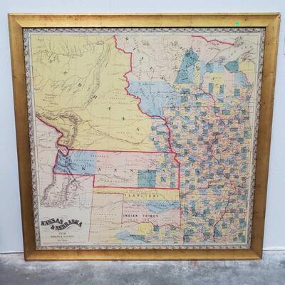 514	
Map Of "Kansas & Nebraska" In The Year Of 1856
Measures Approx 52"Ã—52"