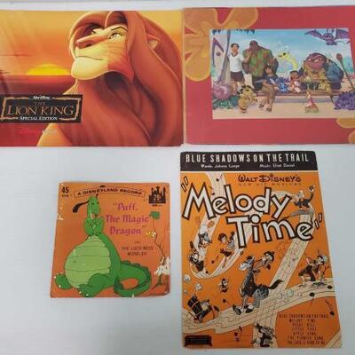 #1378 â€¢ The Lion King Special Edition Movie Prints, 2003 Stich Lithograph, "Puff The Magic Dragon" Disneyland Record, and A...