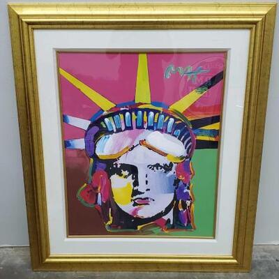 424	
Peter Max Delta Mixed Media
Measures Approx 36"Ã—42" with Frame