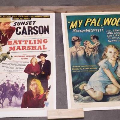 1518	

2 Vintage Linen Backed Movie Posters, Kit Carson
"Battling Marshal" And "My Pal, Wolf" Measures Approx:...