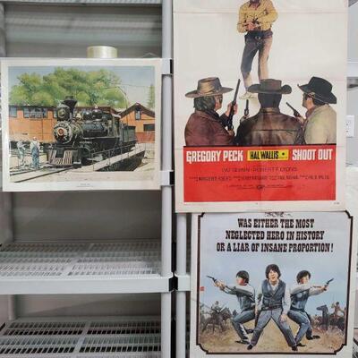 1170	

2 Vintage Western Movie Posters And Railroad Poster
Includes Shoot Out And Little Big Man