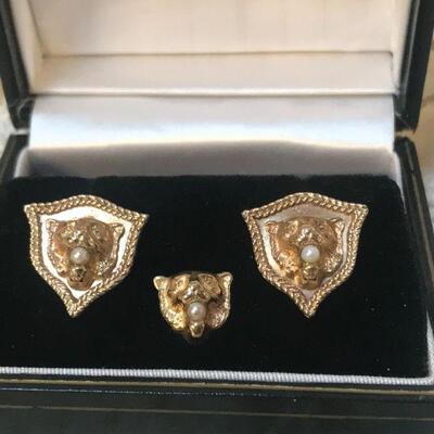 14K Gold Lion's Head Set