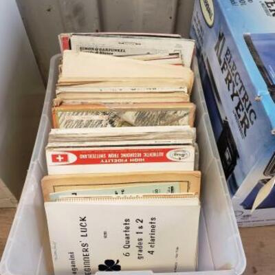 #7990 â€¢ Tote Of Sheet Music And Vynal Records