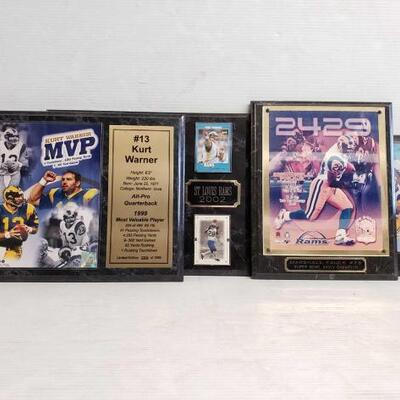 #7161 â€¢ Four Framed St. Louis Rams Memorabilia