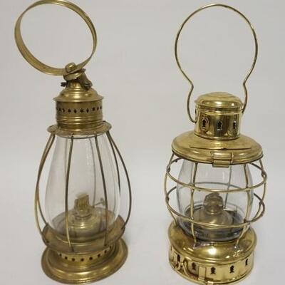 1002	LOT OF 2 REPRODUCTION BRASS NAUTICAL LANTERNS, LARGEST IS 17 IN HIGH
