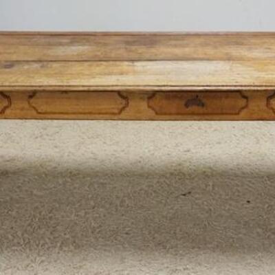 1056	LARGE OAK COUNTRY STORE TABLE W/BACK STOP & ANGLED SURFACE, 93 IN WIDE X 30 IN X 31 IN
