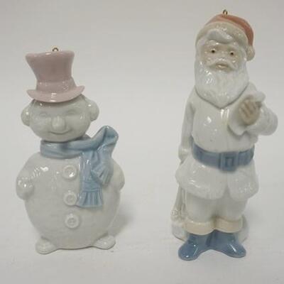 1029	LLADRO SANTA & SNOWMAN CHRISTMAS ORNAMENTS, SANTA IS 4 3/4 IN HIGH
