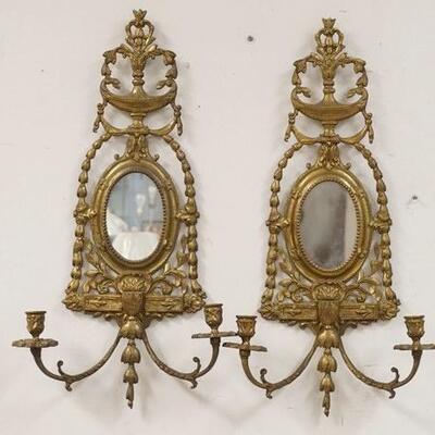 1078	PAIR OF BRASS MIRROR BACK SCONCES W/URN CRESTS, 13 3/4 IN WIDE X 25 IN HIGH	100	200	50	PLEASE PAY ATTENTION FOR DAILY ADDITIONS TO...