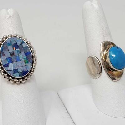 #2082 â€¢ 2 Sterling Silver Rings- 21.7g

