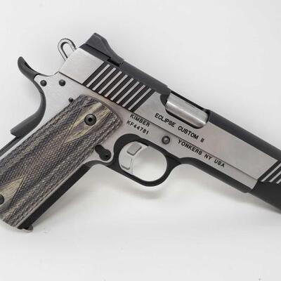510	

Kimber Eclipse Custom ll 10mm Semi-Auto Pistol
Serial Number: KF44781
Barrel Length: 5"

California Transfer Available. CA...
