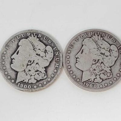 #2566 â€¢ 2 1900 Morgan Silver Dollars