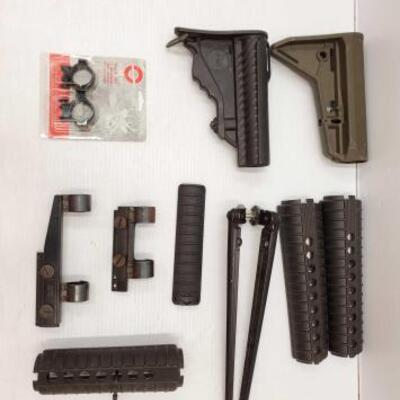 #1874 â€¢ Butt Stocks, Bipod, Ring Mounts, And More
