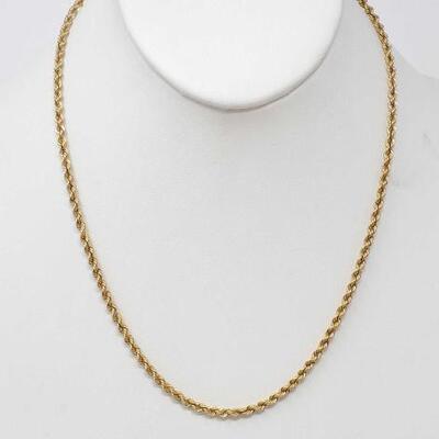#2040 â€¢ 14k Gold Rope Chain Necklace, 14.7g
measures approx 18".