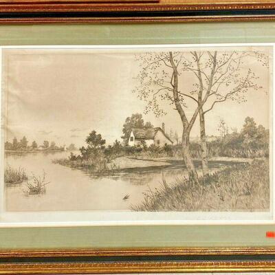 https://www.ebay.com/itm/125316379295	PO1002 FRAMED ART ETCHING BY Ernest Christian Rost "HOME BY THE LAKE" 		Auction 	 Starts...