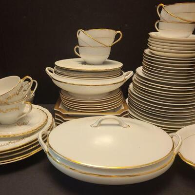 Set of sixty four pieces. Not all a matching set pieces made in Germany, England, The Yukon and Japan. Six Noritake tea plates measuring...