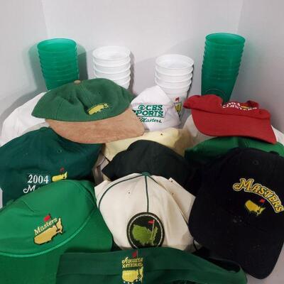 Collection of hats from Augusta Masters and a nice set of plastic cups from 2008. Green cups are not dated....