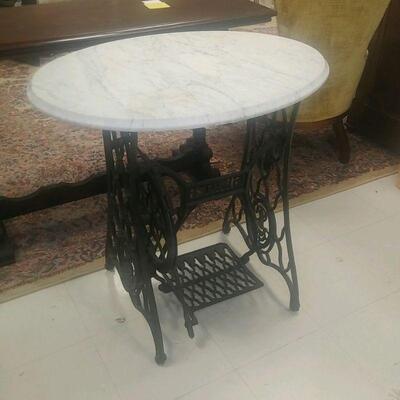 singer sewing machine table base with oval marble