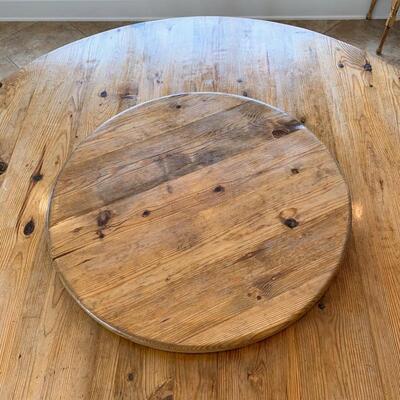 Round waxed pine custom table (with removable lazy-suzan)  The custom table has a beautiful natural patina, but can easily be relaxed to...