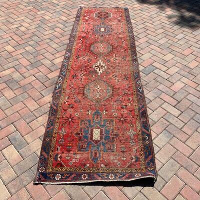 Vintage runner rug measures 36" x 129"