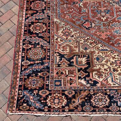 Vintage rug measures 106" x 144"
