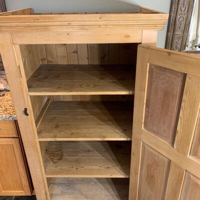 Antique pine cupboard measures 36" x 26.5" x 61.25"